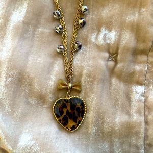 Betsey Johnson cheetah heart necklace